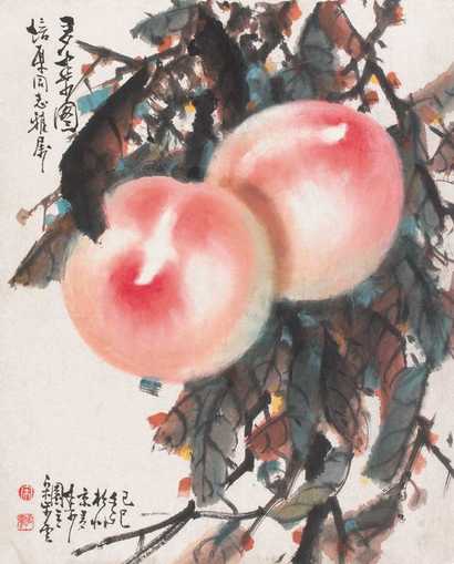 宋步云 寿桃 镜心